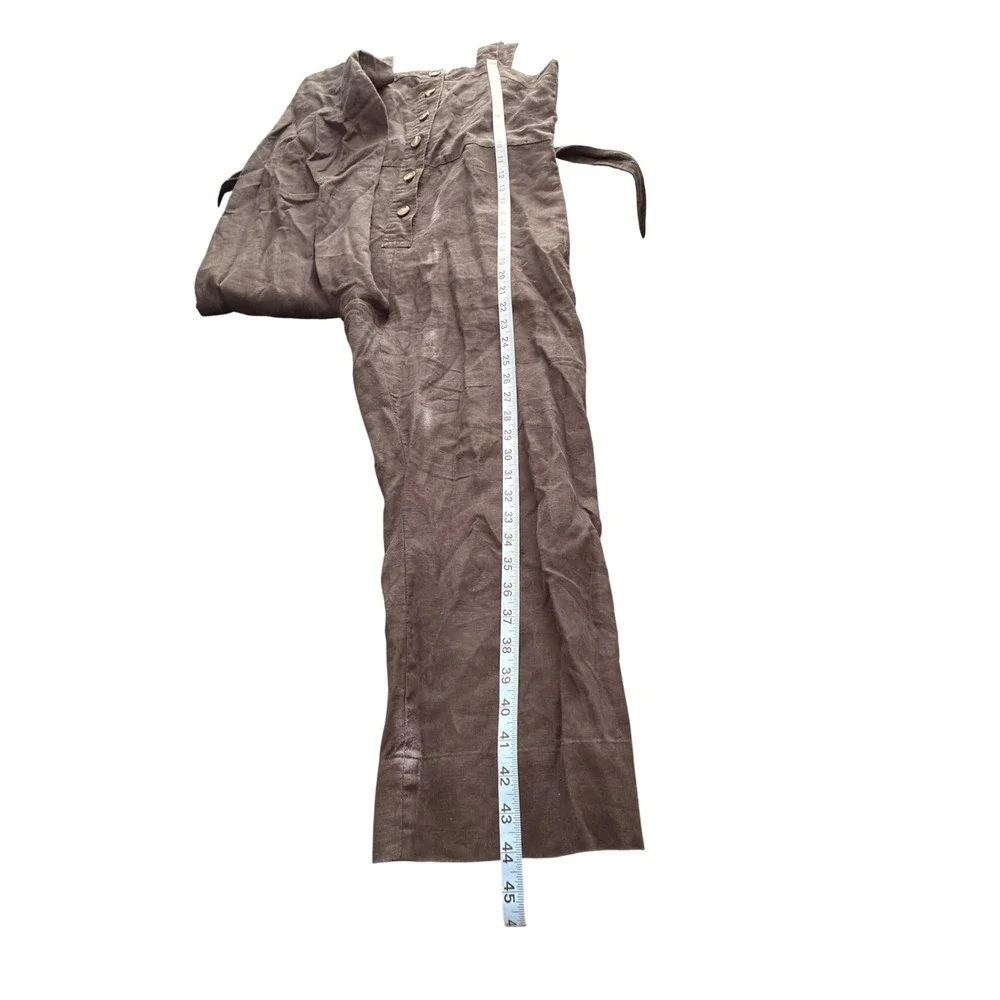 Everlane Linen Jumpsuit Picnic Button Front Belted‎ Lightweight Casual Size 2